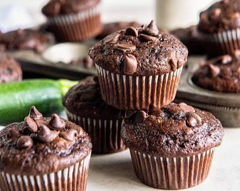 Healthy Chocolate Zucchini Muffins Everyone Loves top view