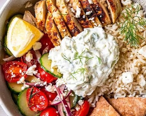 20 Minute Greek Chicken Tzatziki Bowls Meal Prep suggested serving