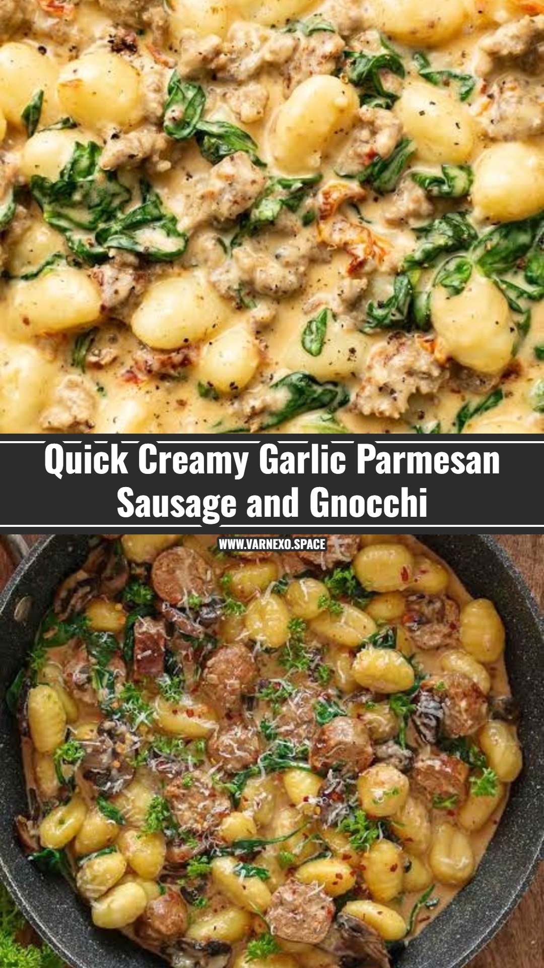 Easy Creamy Garlic Parmesan Sausage and Gnocchi