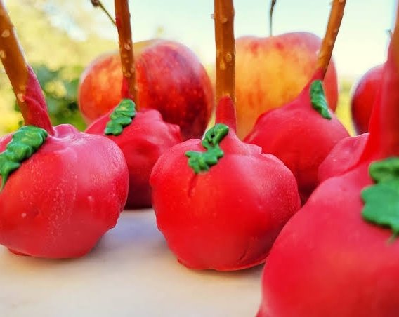Easy No Bake Pencil and Apple Cake Pops suggested serving