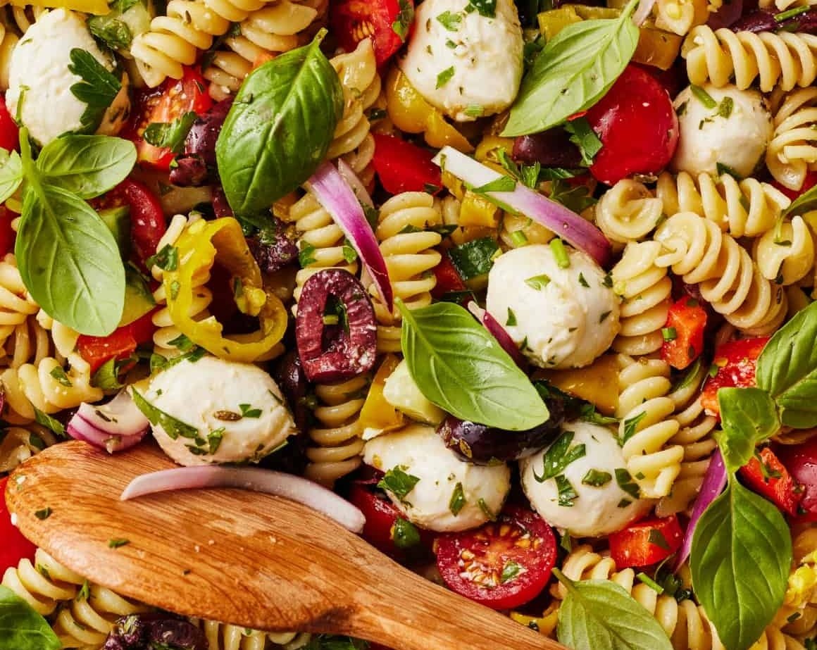 This easy italian pasta salad is the best summer side top view