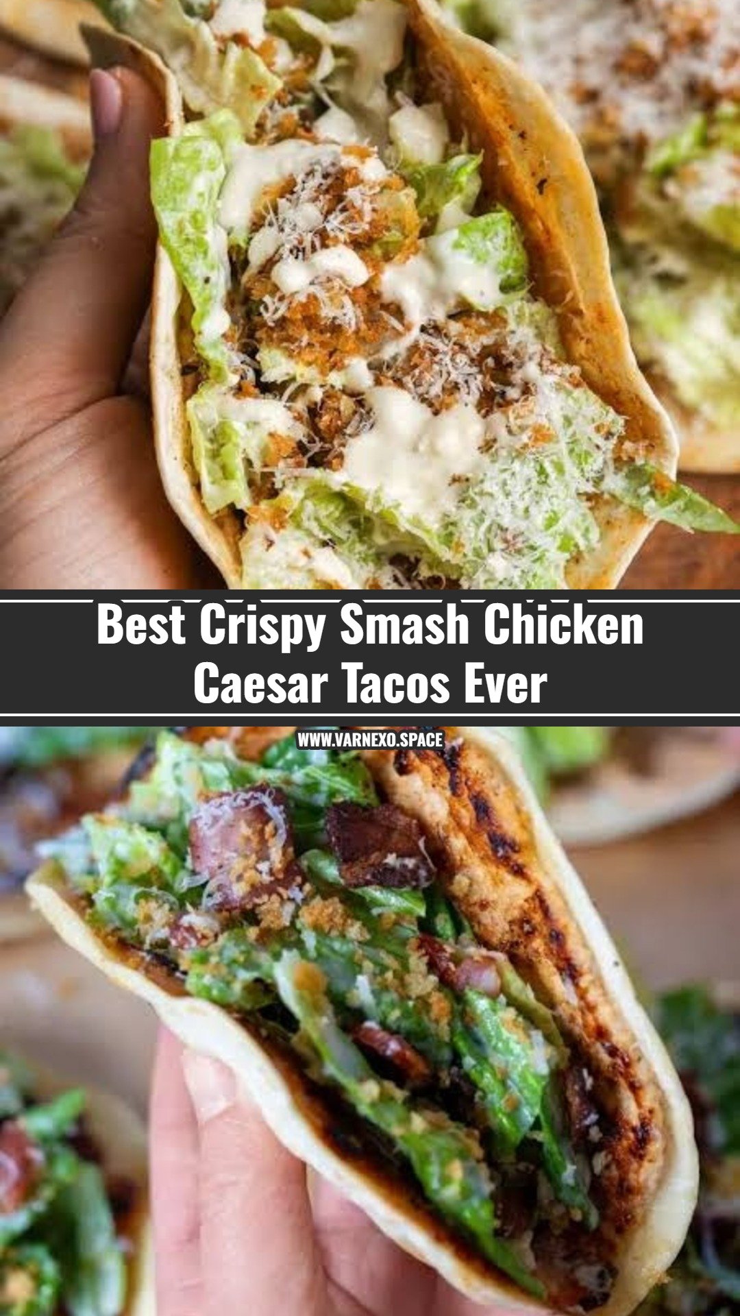 15 Minute Crispy Smash Chicken Caesar Tacos