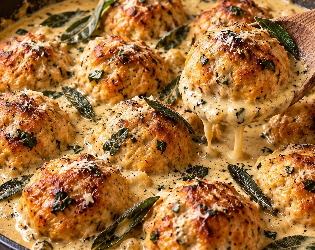 Best Creamy Pumpkin Chicken Meatballs in Sage Cream Sauce suggested serving