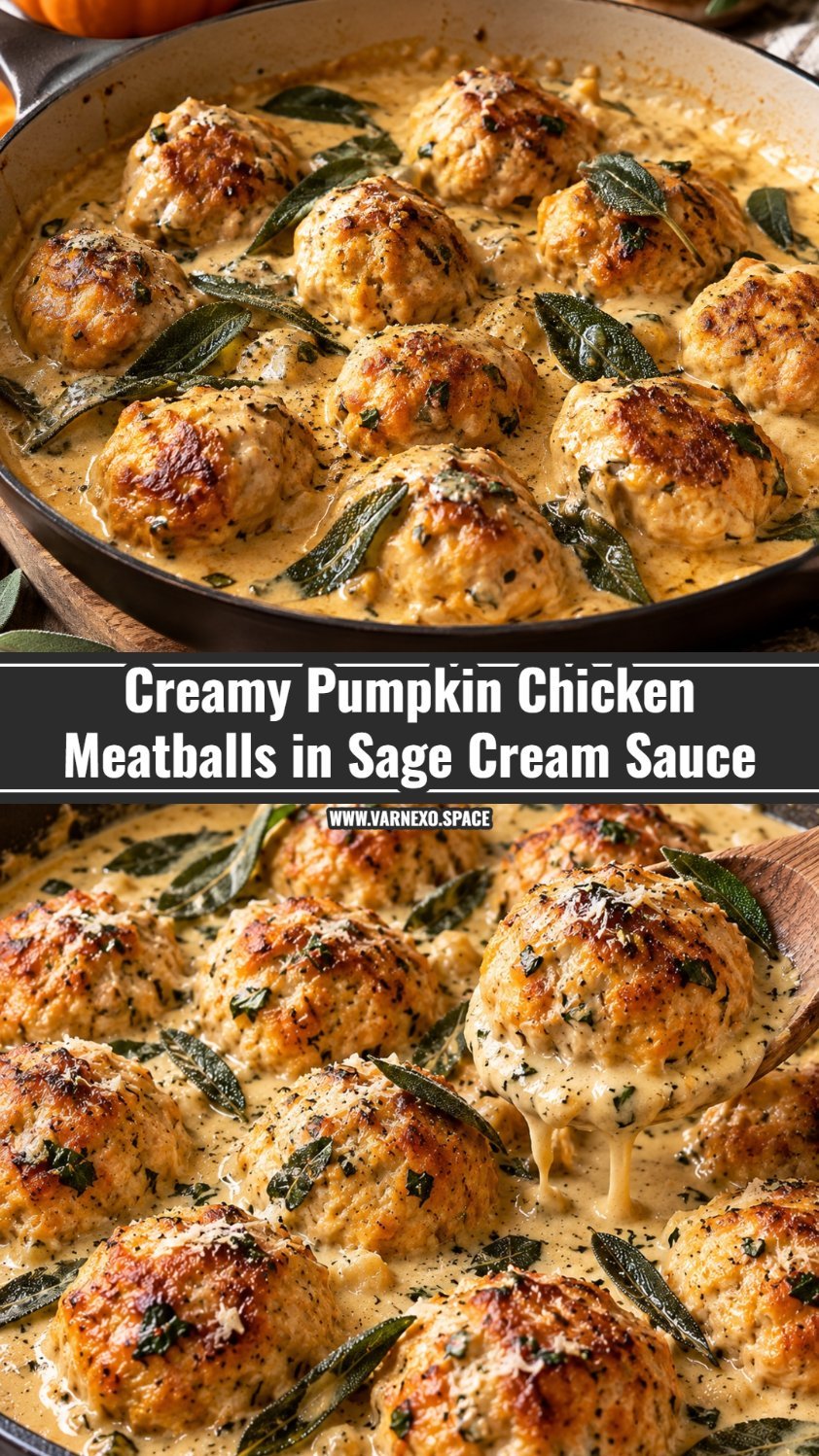 Best Creamy Pumpkin Chicken Meatballs in Sage Cream Sauce