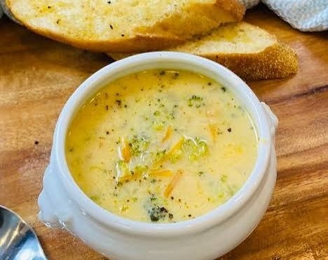 Best Ever Copycat Panera Broccoli Cheddar Soup suggested serving