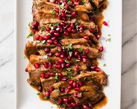 Best Honey Glazed Braised Brisket With Pomegranate top view