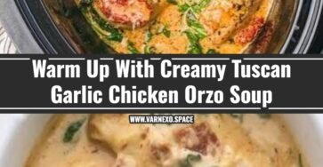 Cozy Creamy Crockpot Tuscan Garlic Chicken Orzo Soup