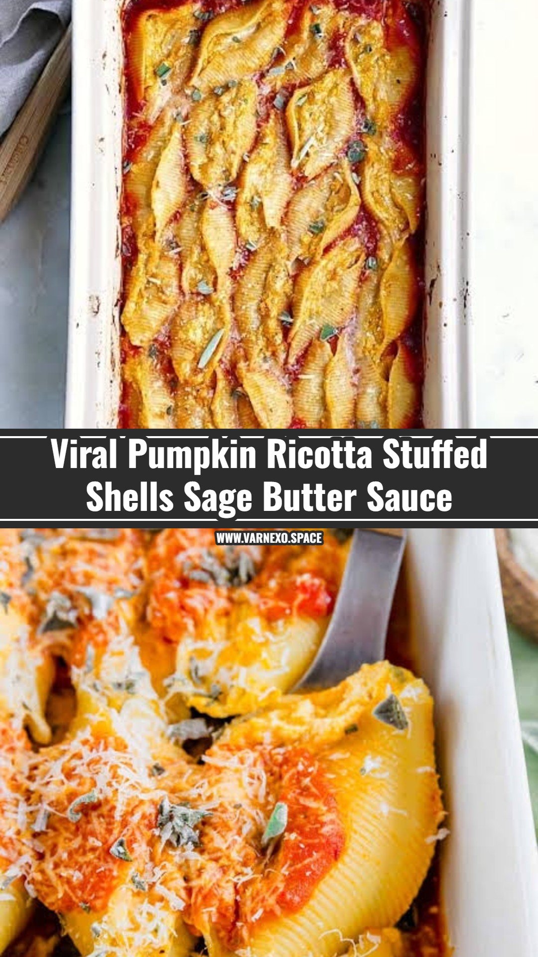 Creamy Pumpkin Ricotta Stuffed Shells Sage Butter Sauce