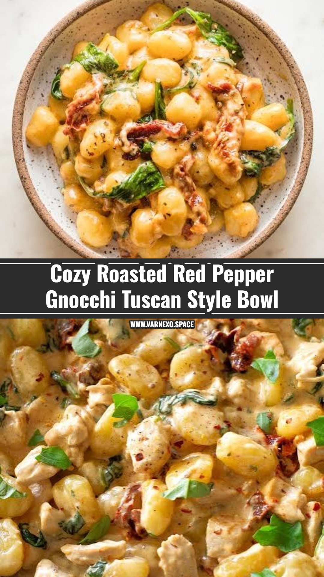 Creamy Tuscan Roasted Red Pepper Gnocchi Comfort Bowl