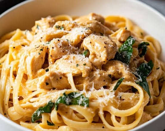 Quick and Easy Cowboy Butter Chicken Pasta Recipe suggested serving