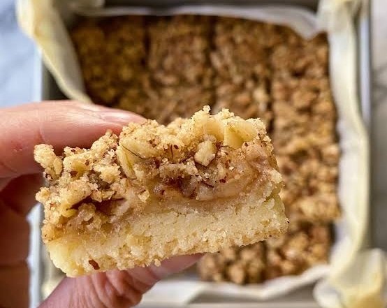 Salted Caramel Apple Cider Crumble Bars Are Magic suggested serving