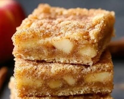 Soft and Chewy Apple Snickerdoodle Bars for Fall top view