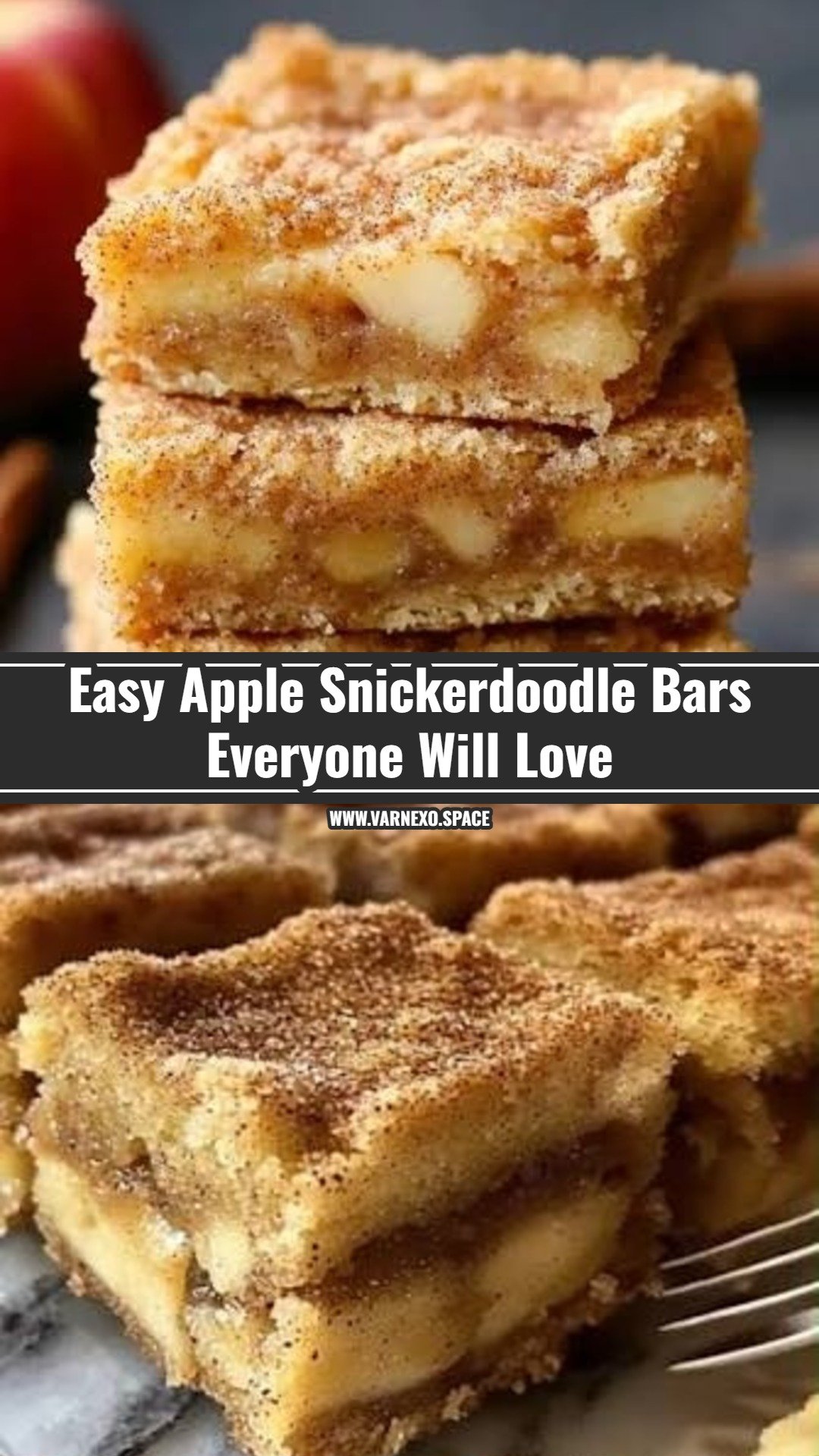 Soft and Chewy Apple Snickerdoodle Bars for Fall
