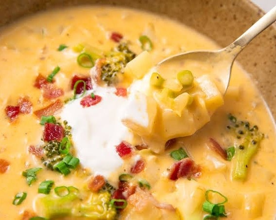 The Best Broccoli Cheddar Potato Soup Recipe Ever suggested serving