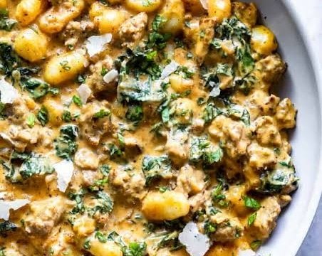 The Best Creamy Pumpkin Sausage Gnocchi Recipe Ever suggested serving