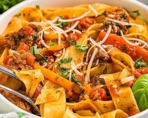 The Best Italian Drunken Noodles Recipe top view