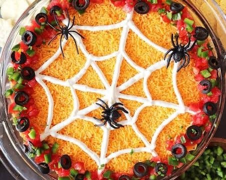 The Best Spiderweb Taco Dip Recipe Ever suggested serving