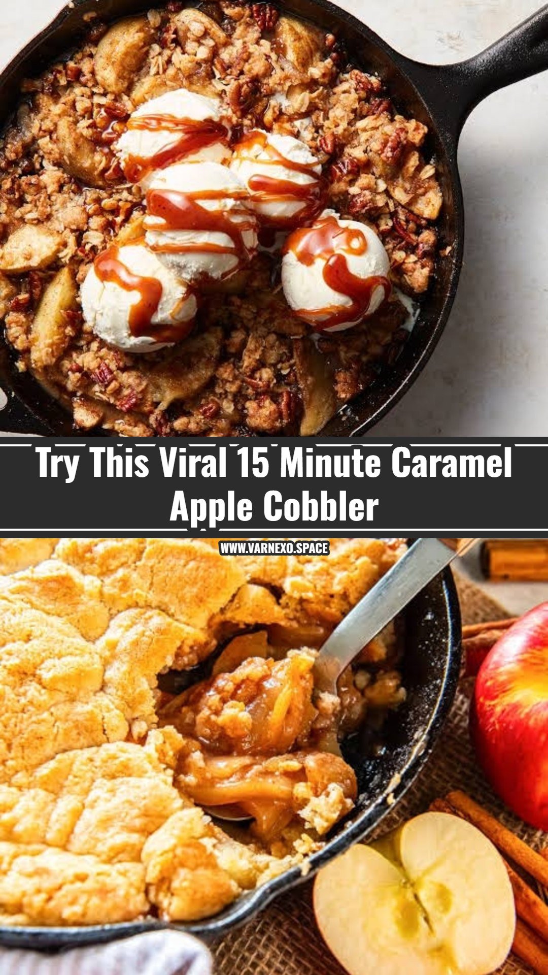 Viral 15 Minute Skillet Caramel Apple Cobbler Hack