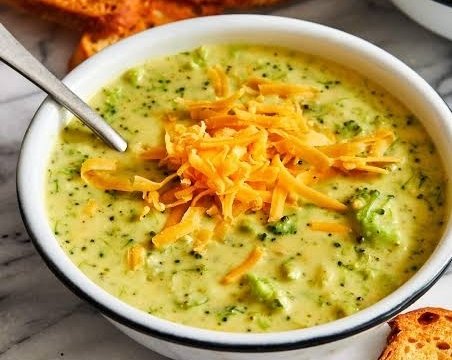 Viral 20 Minute Creamy Broccoli Cheddar Soup Secret top view